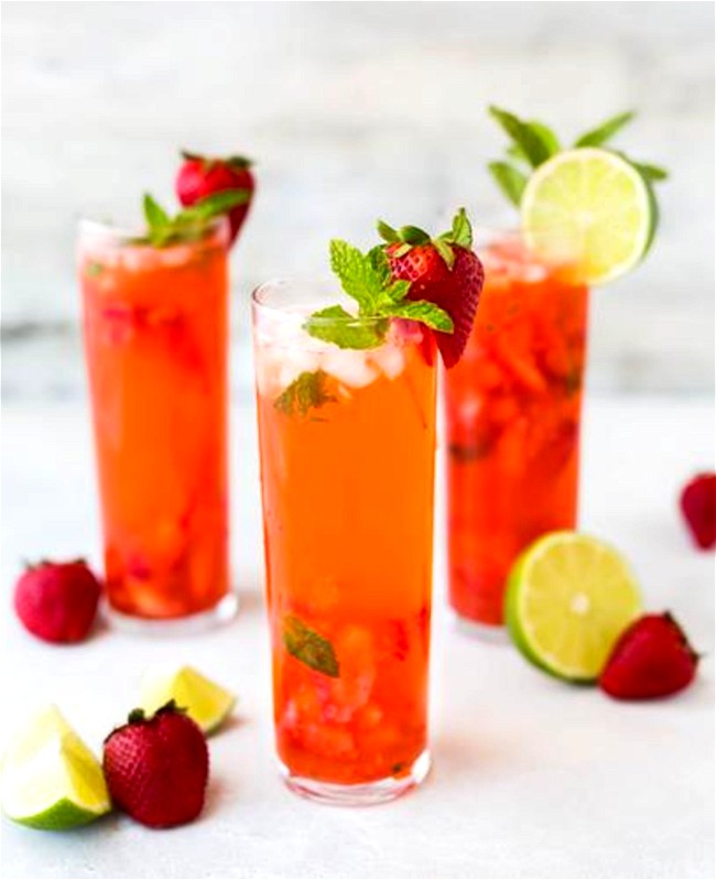 Image of Creamy Strawberry Mint Italian Soda