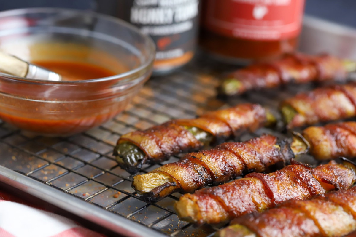 Bacon Wrapped Nashville Hot Pickles
