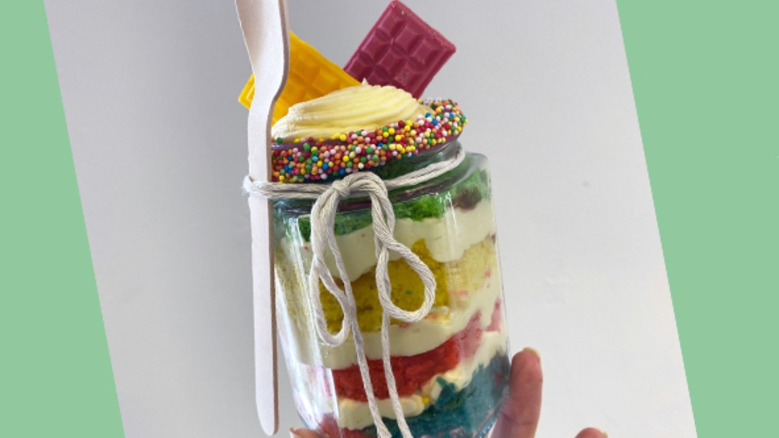 Image of Fun and colourful rainbow Cake Jars