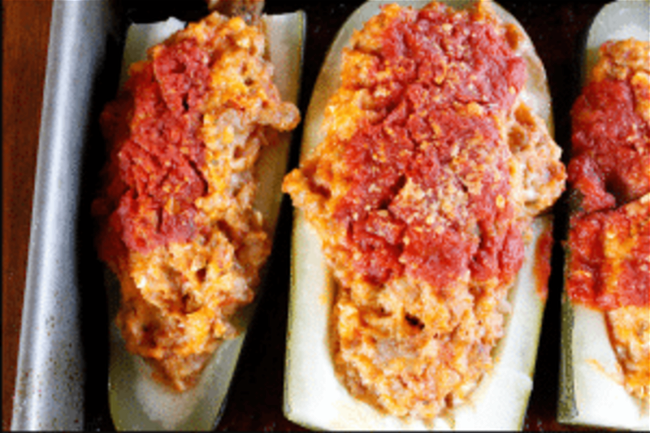 Image of Stuffed Zucchini with Hot & Sweet Sausage