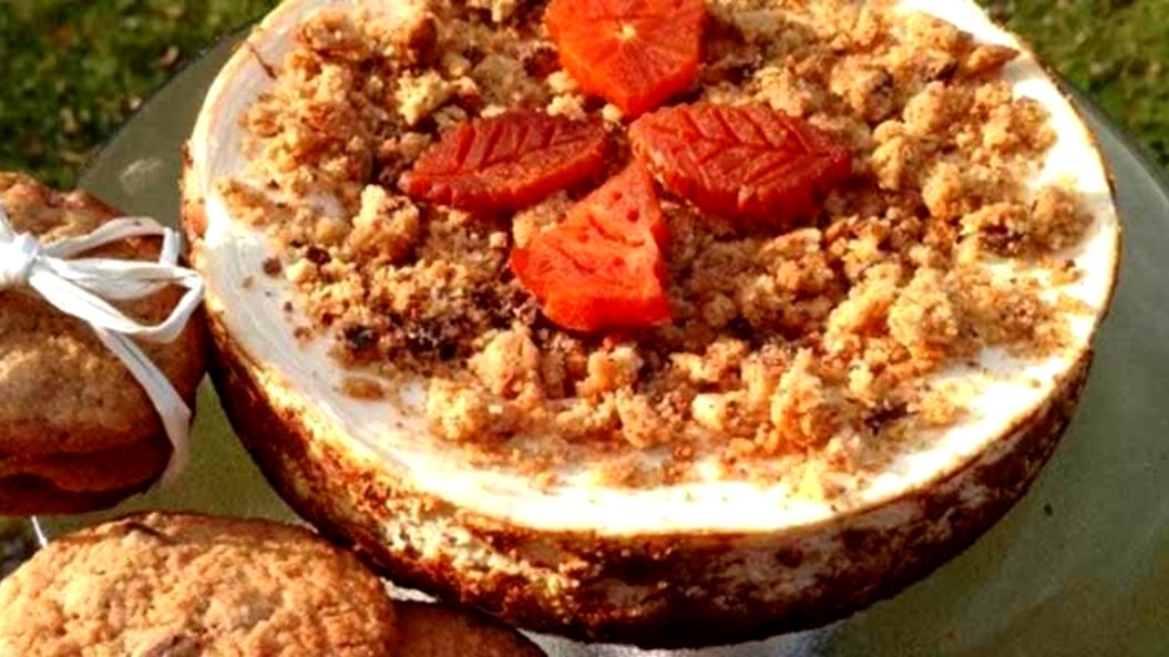 Image of Chocolate Chip Cookie Cheesecake with Persimmon Ornaments