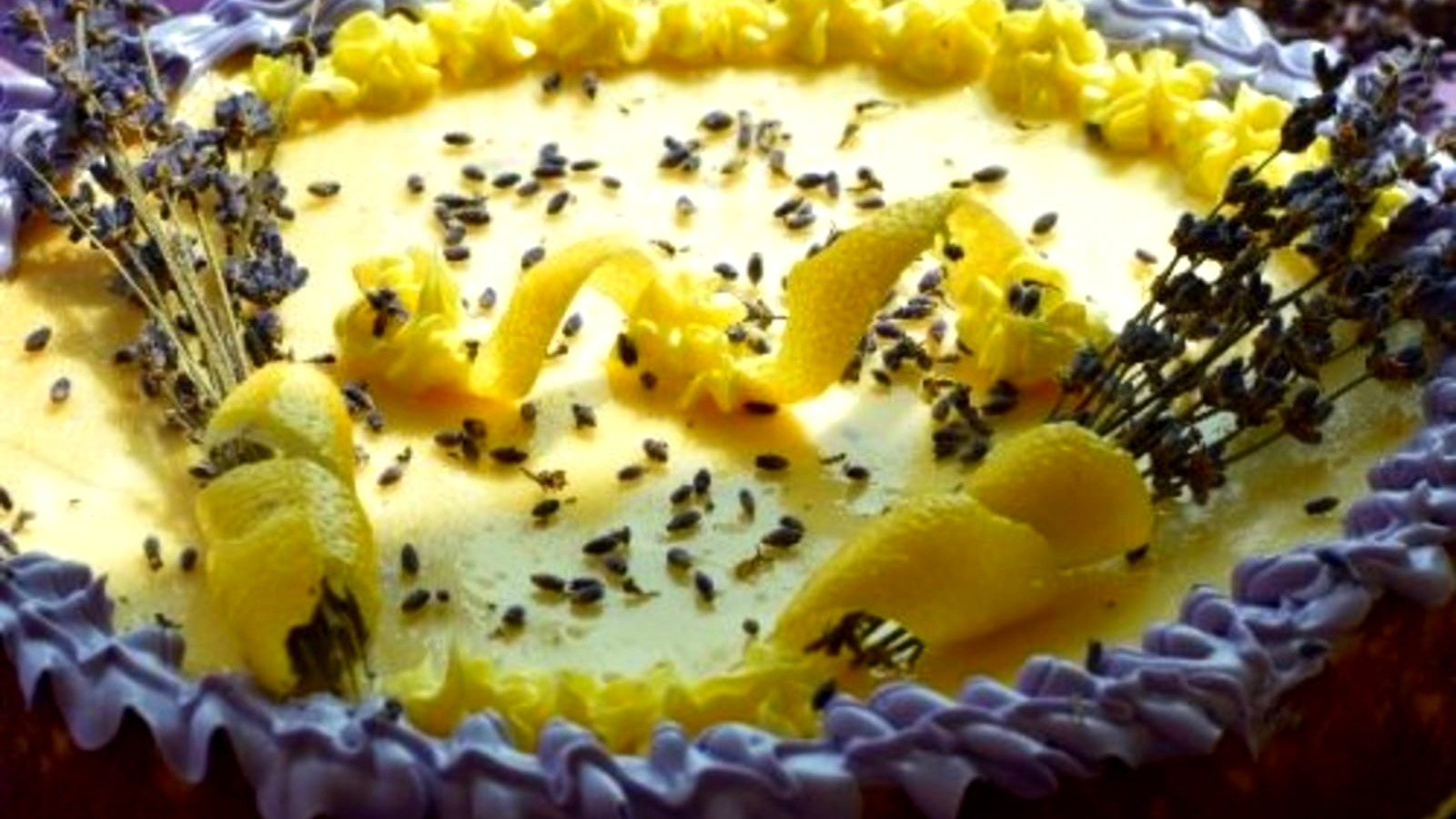 Image of Lemon Lavender Cheesecake with Chocolate Chip Cookie Crust