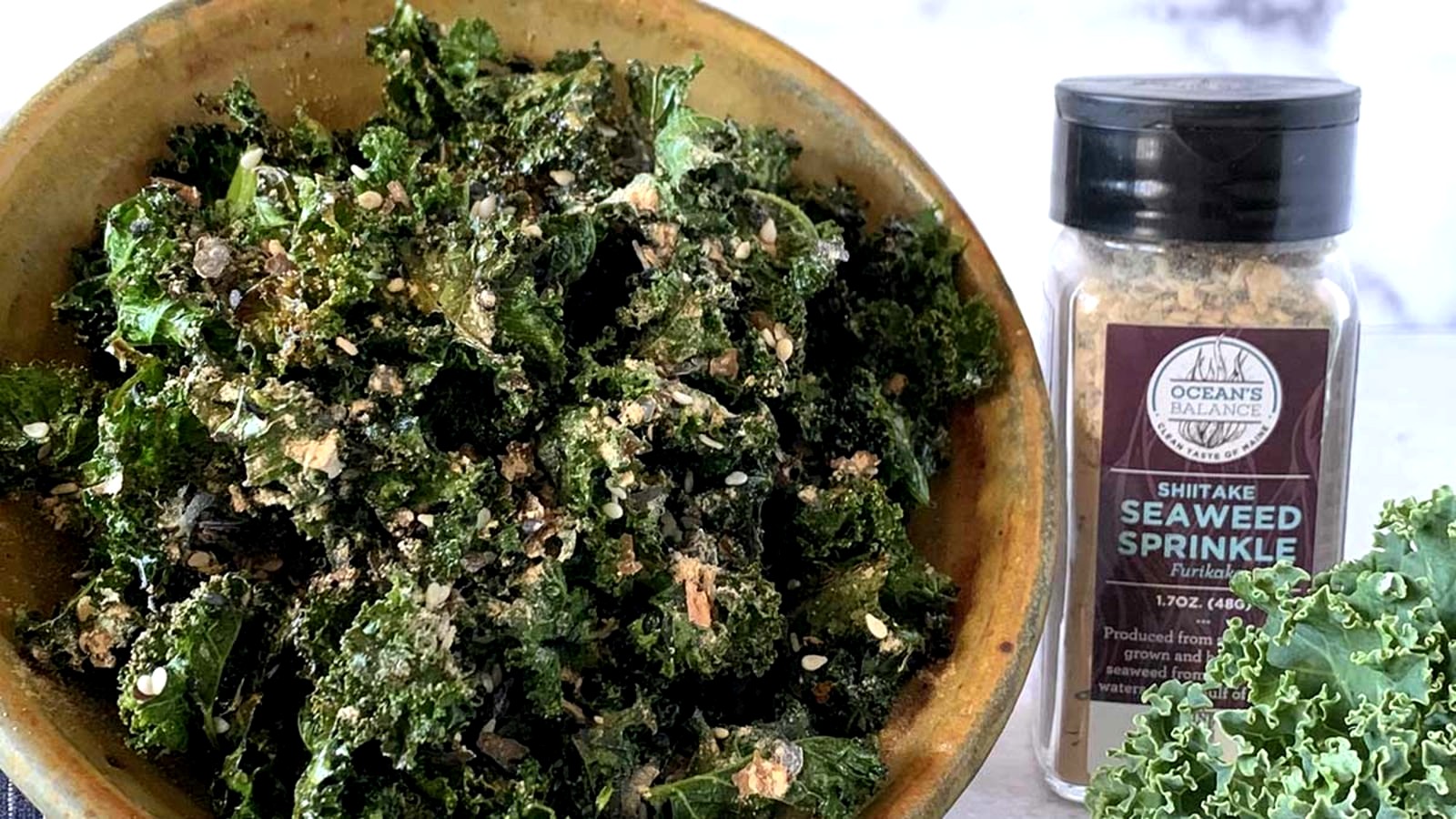 Image of Baked Kale tossed with Shiitake Sprinkles