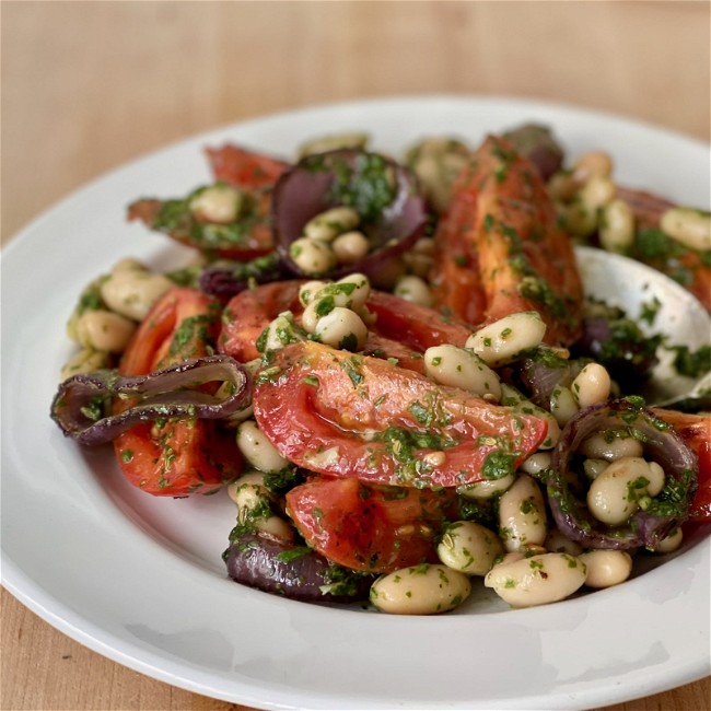 Image of Grilled Tomato with Basil and Lavender Pesto