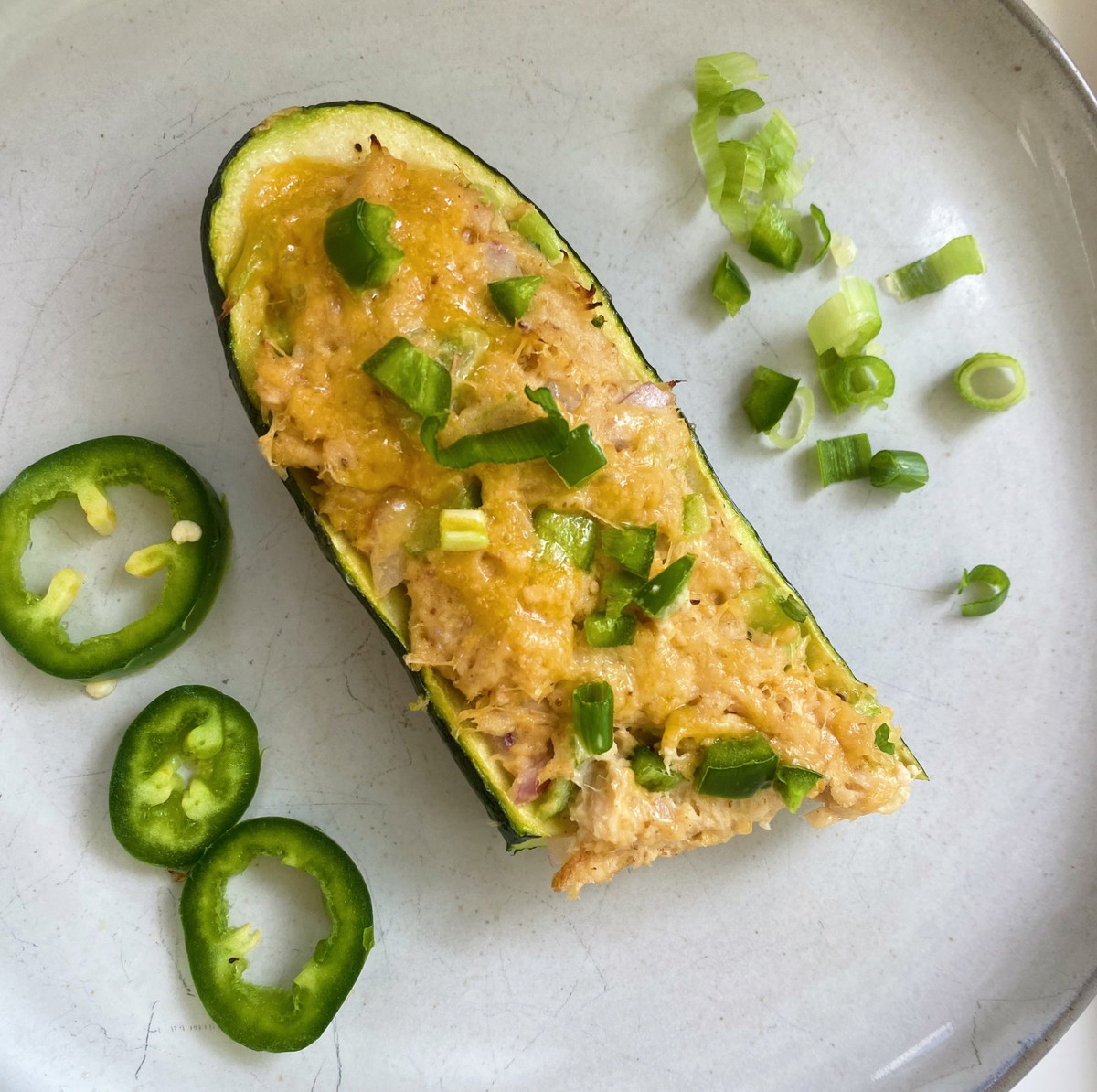Zucchini Boats with Canned Albacore Tuna