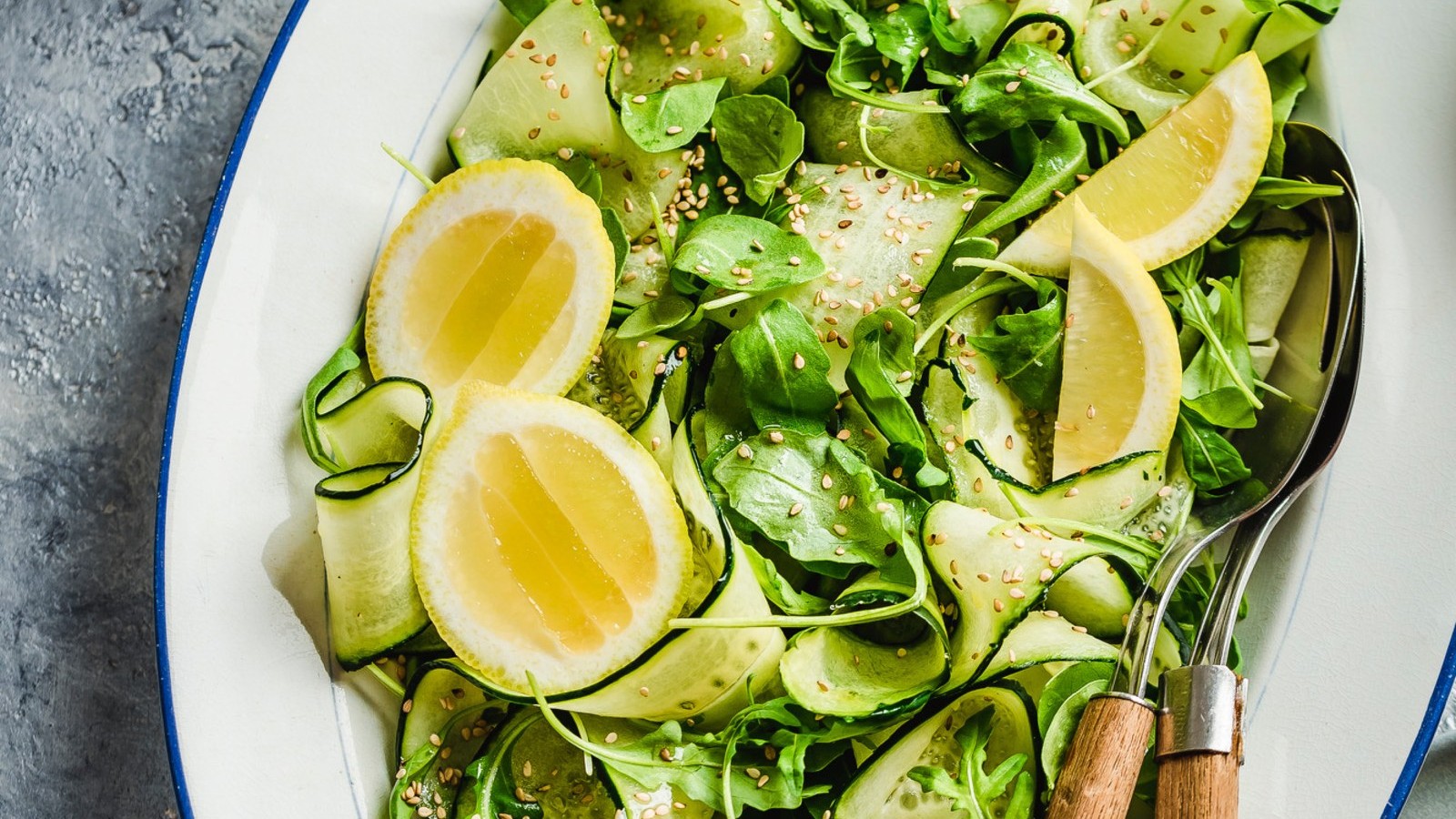Image of Shaved cucumber salad with coconut oil citronnette