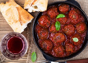 Image of Pork Meatballs in Red Wine Tomato Sauce